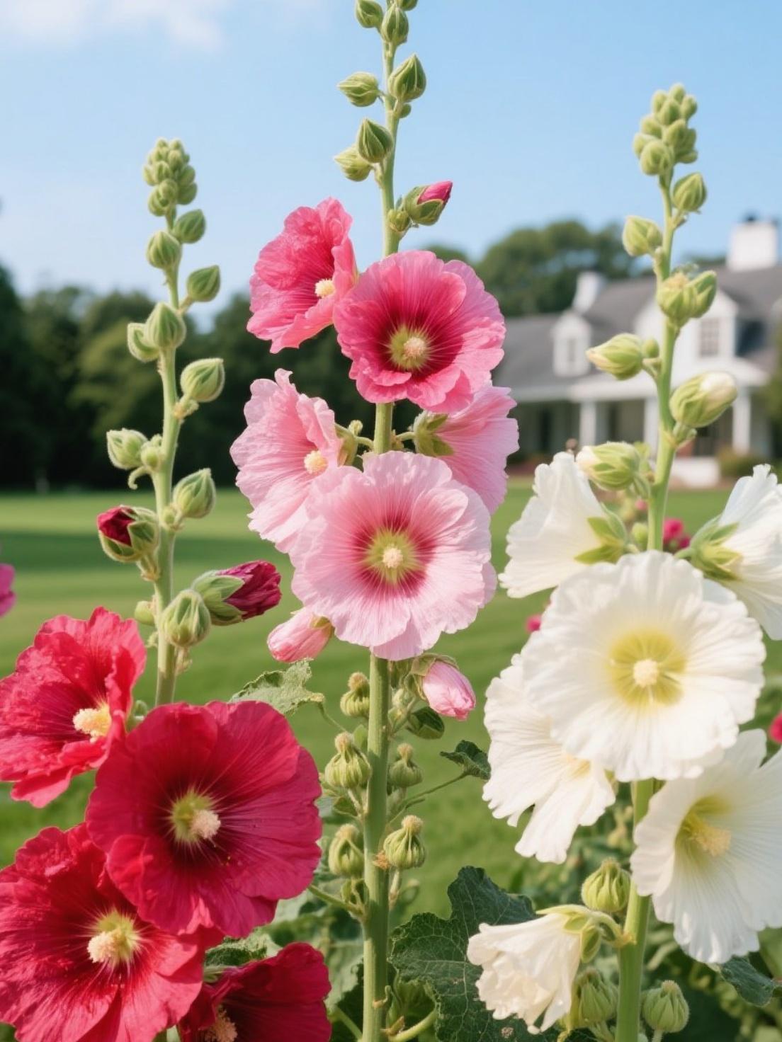 200Pcs Rainbow Hollyhock Seeds β Mixed Colors, Tall and Elegant Blooms for Garden Walls and Vertical Displays