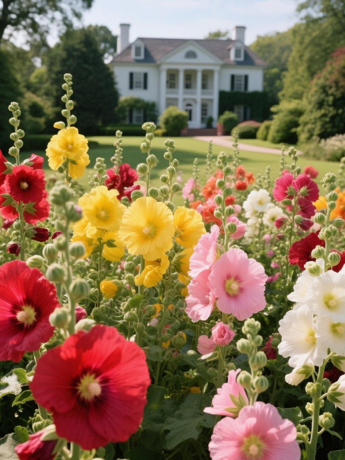 200Pcs Rainbow Hollyhock Seeds β Mixed Colors, Tall and Elegant Blooms for Garden Walls and Vertical Displays
