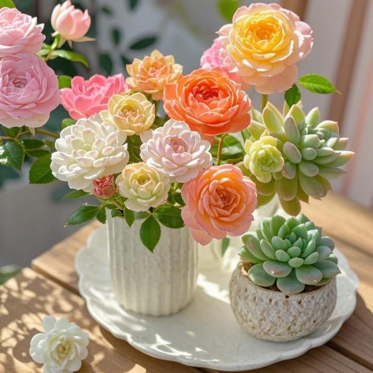 500Pcs Mixed-Color Mountain Rose Succulent Seeds Rare Blooming Succulents for Home & Garden Easy to Grow Drought-Resistant All Seasons