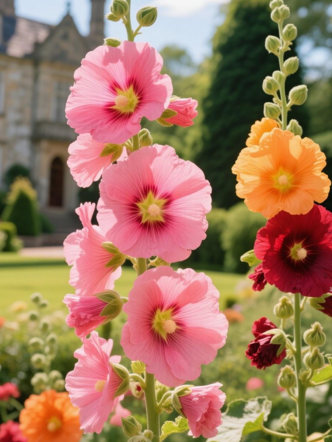 200Pcs Rainbow Hollyhock Seeds β Mixed Colors, Tall and Elegant Blooms for Garden Walls and Vertical Displays